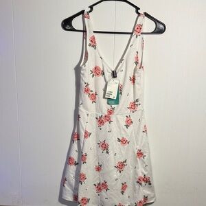 H&M White Mini Dress with Pink Floral Pattern